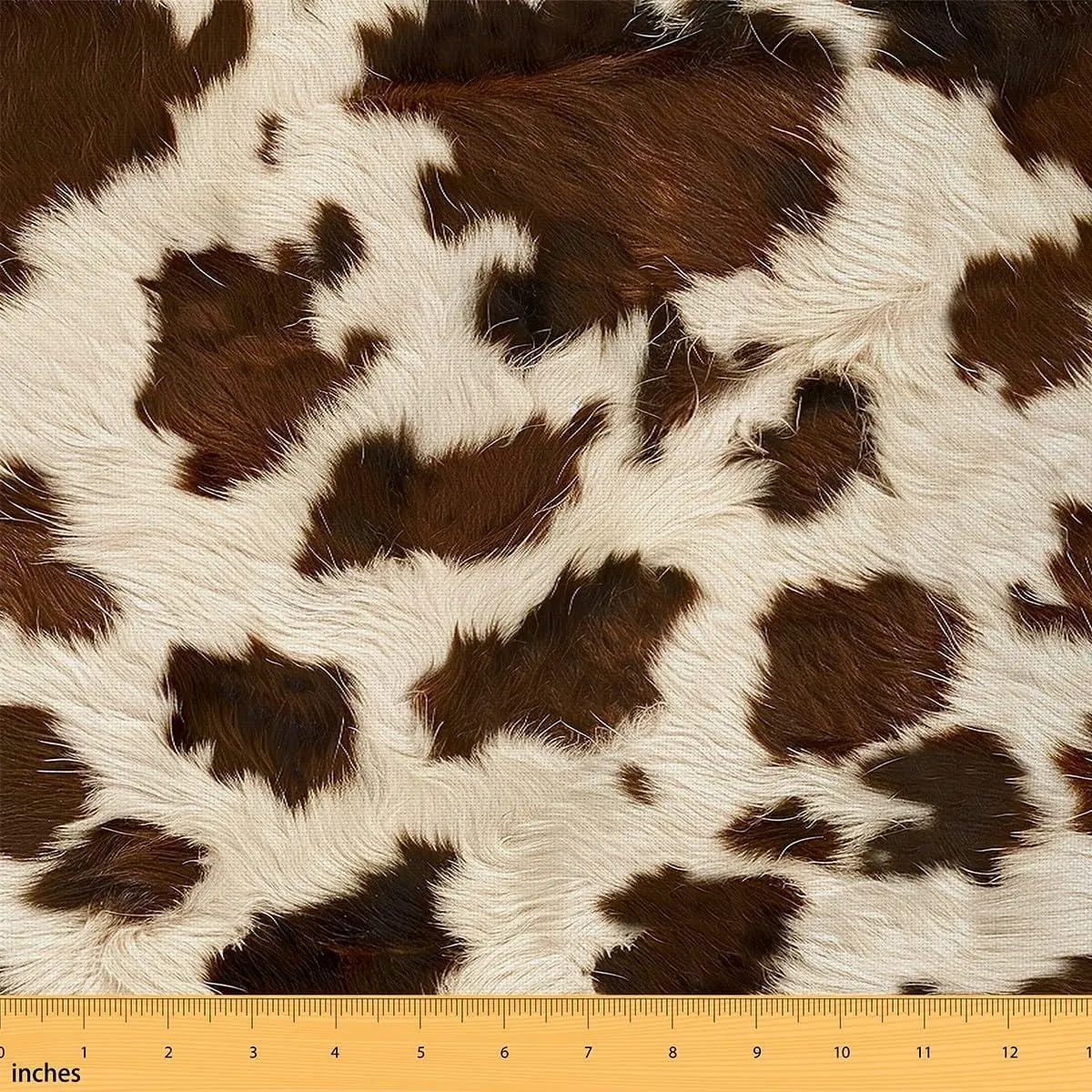 Cow Fur Printed Fabric Cowhide Pattern Upholstery Fabric Chairs Farmhouse Western Farm Animal Skin Decorative Soft Flannel Brown