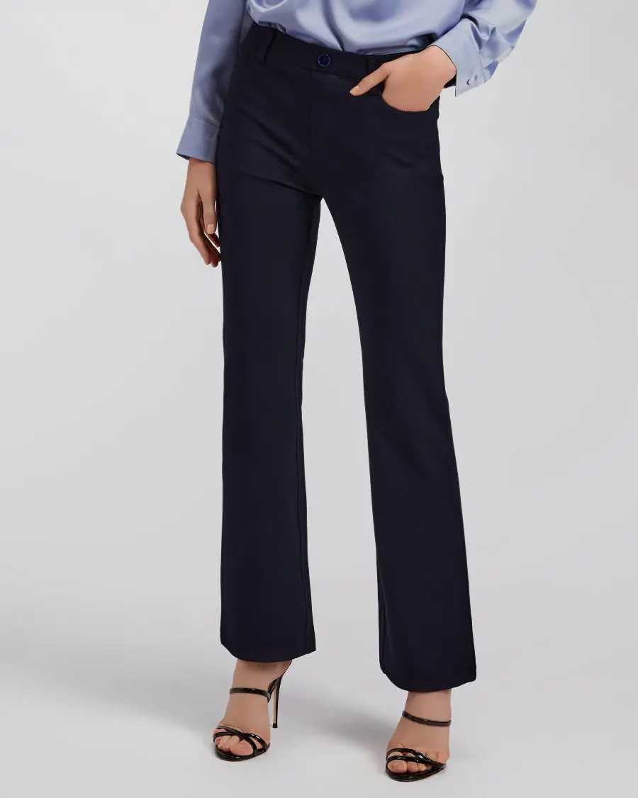 Women's Business Casual Work Pants, Fitted Bootcut Style in 4-Way Stretch Fabric for All-Day Comfort, Opaque Khaki Bottoms