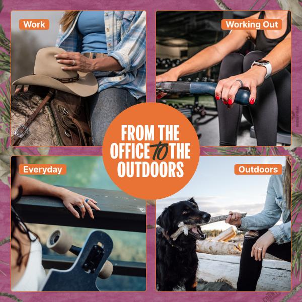 Groove Life x Mossy Oak Country Roots Ring - Hot Pink Camo Thin Ring, Breathable, Comfortable, Camouflage Rubber Wedding Rings for Women, Women's Jewelry, Accessory, Groove Guarantee