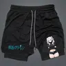 Men's Frieren Print Quick-Dry Drawstring Waist Shorts, Running Shorts, Athletic Shorts, 2-In-1 Men Gifts,Graphic Shorts, All-Season Active Wear & Gym Essentials, Dry Fit Shorts, Sport Shorts