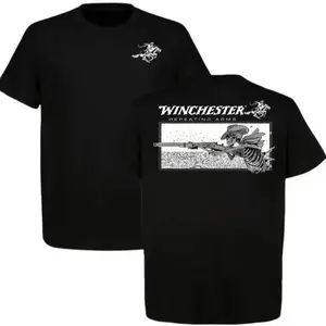 Winchester Skeleton Cowboy Graphic Tee - Vintage Western Heritage Shirt - Premium White Cotton Menswear - Retro Cowboy Style Top - Classic Hunting Fan Gift