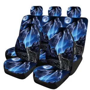 Blue Moon Wolf 5-Seat Full Coverage Car Interior Set, Universal All Seasons Fabric, Car Seat Cushions, Car Seat Covers Front Seats, Headrests, Protection Kit
