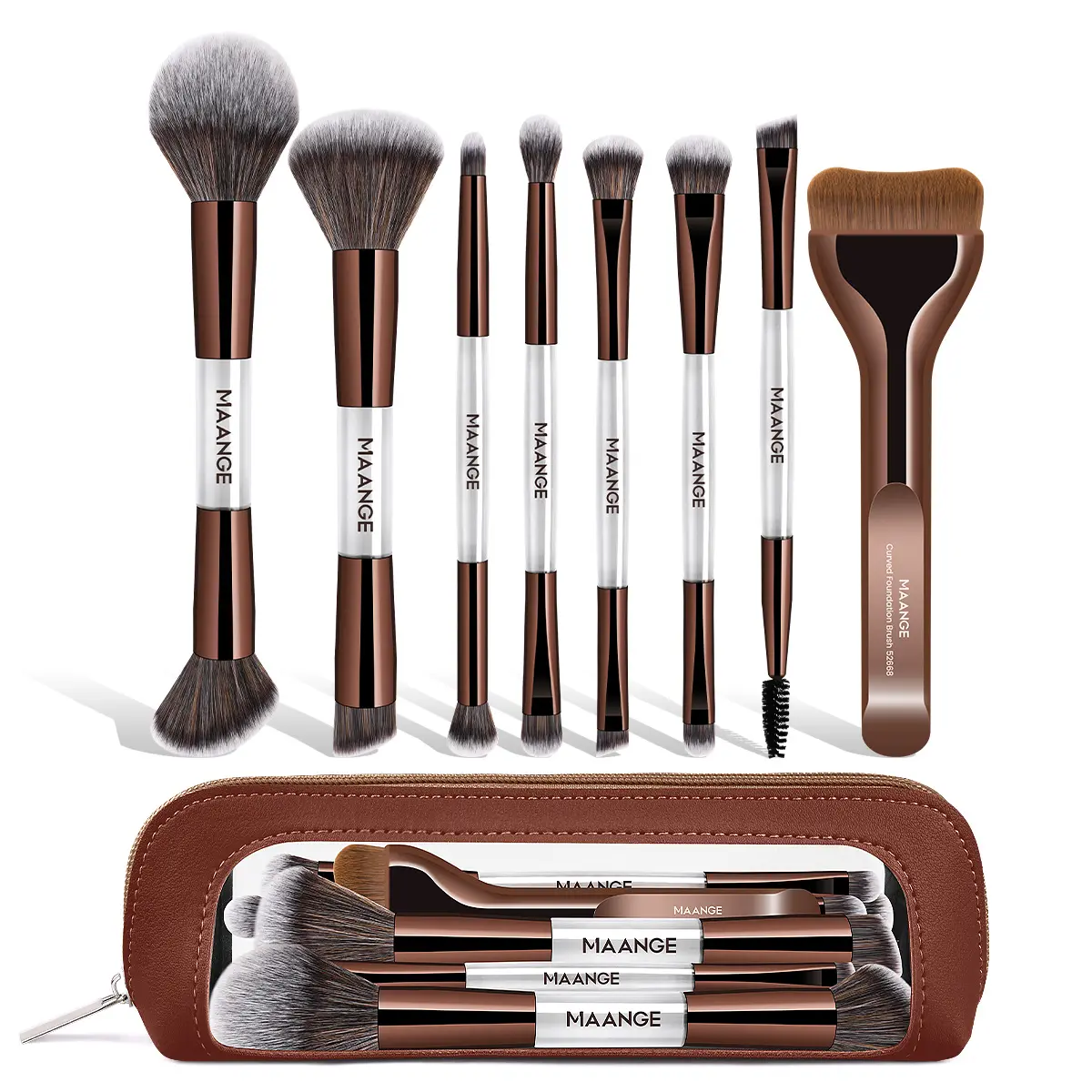 MAANGE 8Pcs Makeup Brush Set,Professional Makeup Brushes Kit with Storage Bag,Multifunctional Face & Eye Brushes for Powder, Liquid & Cream Makeup,Beginner-Friendly Beauty Tools for Daily Use & Travel#DealsForYouDays#SummerWins