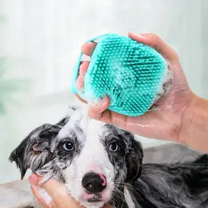 Pet Bath Brush,Dog & Cat Bath Brush, Silicone Massage Brush with Shampoo Dispenser, Pet Grooming & Cleaning Accessories