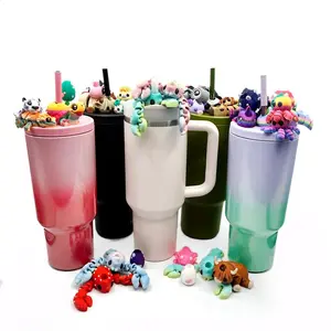 Articulated Straw Buddy Adorable Animal Toppers for Reusable Cups Sloth Koala Dachshund Dragon Ferret Gecko Opossum Frog Turtle Flamingo Crocodile Fox Otter Raccoon Axolotl Hippo Scorpion Rattlesnake Wolf Centered Design for Central Straw Cups