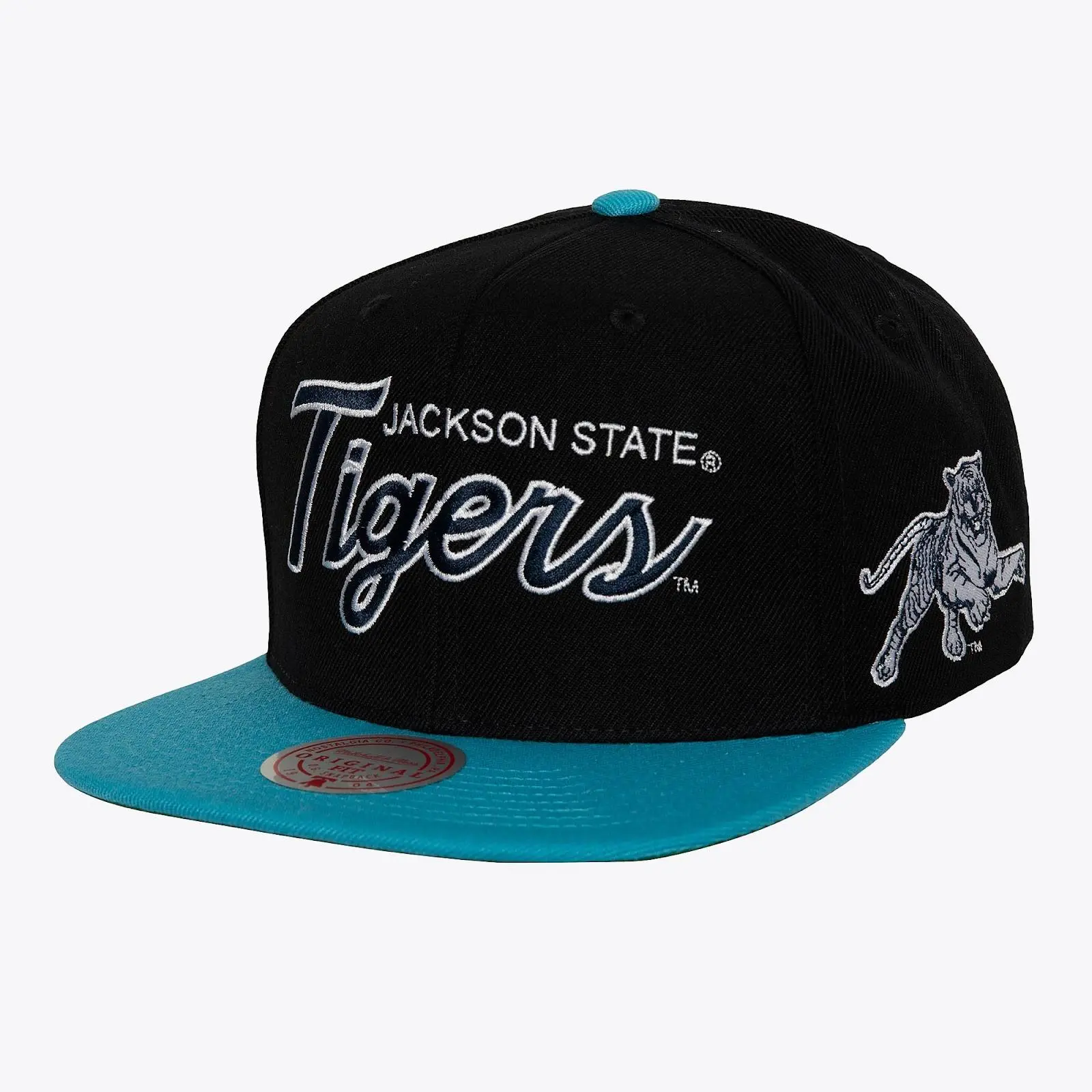 Jackson State Tigers Black Team Script 2.0 Snapback Hat NCAA Throwback Cap Adjustable Fan Gear Mitchell & Ness