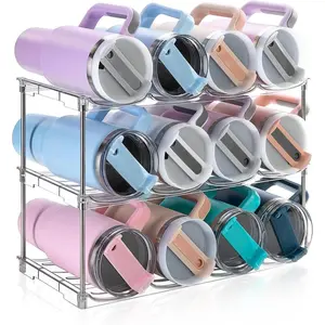 Larger Water Bottle Organizer for Stanley 40 oz Tumbler, Pantry Storage Organizers,Stackable Water Bottle Holder Rack for Cabinet, Kitchen Storage Organizer for for Stanley Cup Accessories, Tumbler Storage Holder,4 Pack