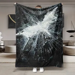 Dark Bat City Flannel Blanket, Soft Lightweight Warm, Perfect for Bed Sofa Office Camping Travel, Multifunctional Gift Idea