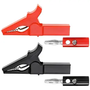 Copper Alligator Clip Set with Banana Plugs, 55mm Jumper Test Leads Probes Electrical Testing Tools, Insulated Red Black Circuit Clamp Kit for Multimeter Battery Wiring