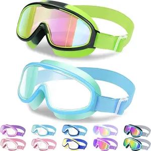 Kids Swim Goggles with Comfort Fabric Strap Wide View Anti-Fog UV Protection No Leaking for Ages 3-14 wide view Swimming Accessories