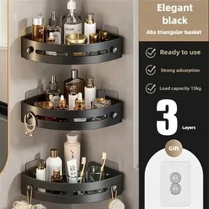 3 Pcs Bathroom Corner Shelf, Plastic Wall Mounted Easy Installation, For Toiletries & Spice Jars Storage, Kitchen Bathroom Dual Use, Space-Saving Home Multi-Function Organizer