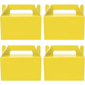 12Pcs Yellow Gable Gift Boxes, 5.9'' Small Party Favor Treat Box Goodie Cookie Candy Box for Birthday Party Baby Shower Classroom Activity and Any Fun Occasion Decoration Supplies