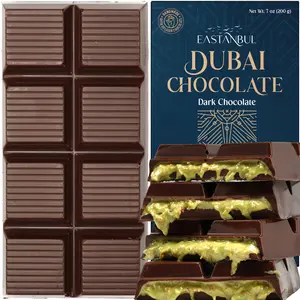 [MEMORIAL DAY SALE] Eastanbul Dubai Dark Chocolate Bar with Pistachio & Kunafa, 7oz Viral TikTok Chocolate with Phyllo Dough | Ice Pack Included