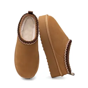 DREAM PAIRS Women's Platform Slippers Genuine Suede Slip On Comfy Memory Foam Home Slipper Shoes for Indoor Outdoor