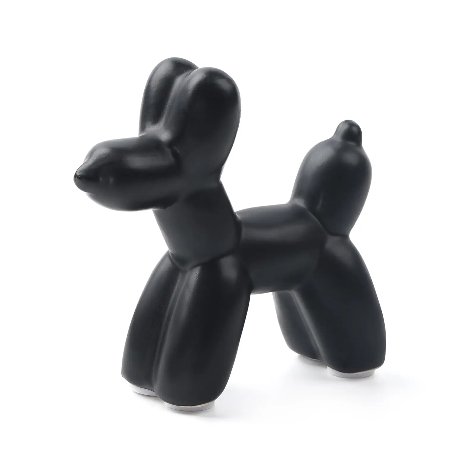 Black Ceramic Balloon Dog Sculpture, Home Decor Accent with Smooth Finish for Shelf Display