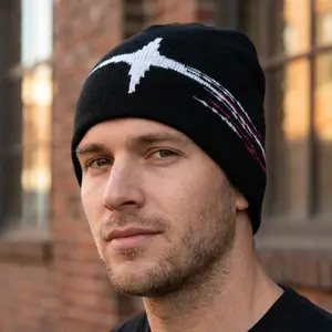Shooting Star Beanie – Soft Knit Hat with Pink Trim & Modern Minimalist Design for Everyday Style and Comfort