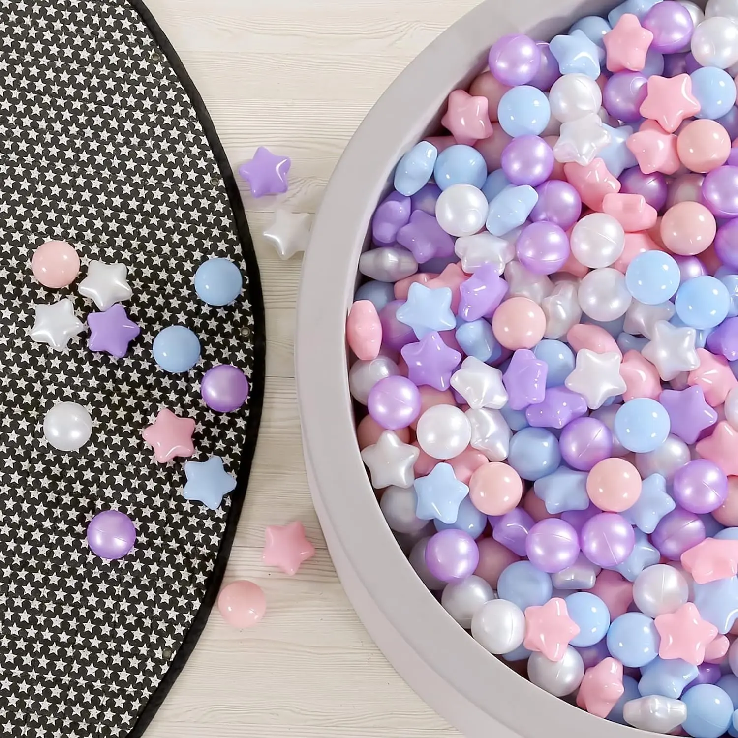 Ball Pit Balls for Toddlers Phthalate-Free BPA-Free Non-Toxic Crush Proof Soft Plastic Play Balls Baby Kids Shape Tent Pool Playhouse Playpen Party Decor, Pink Blue Purple White,100PCS