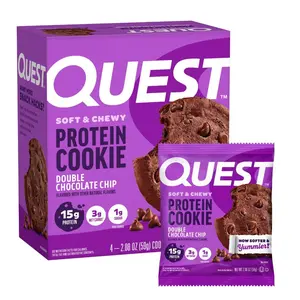 Quest Nutrition Double Chocolate Chip Protein Cookie, 15g Protein, 1g Sugar, 3g Net Carbs, Keto Friendly, High Protein, Low Carb; 4 Count