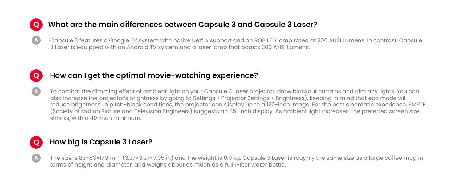 ANKER Capsule 3 Laser | Mini Portable Laser Projector Android Audio