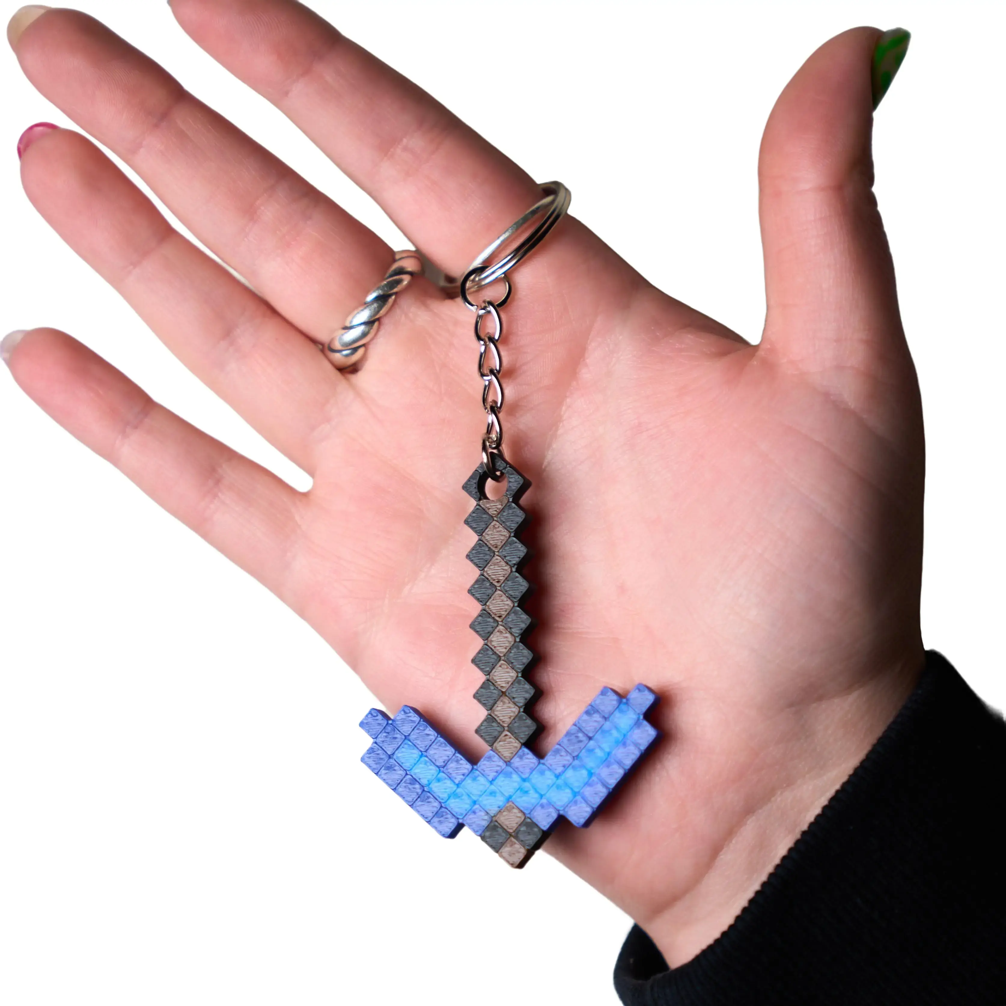 Pixel Pickaxe Keychain