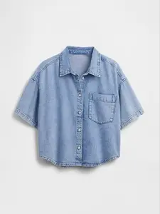 GAP UltraSoft Denim Oversized Camp Shirt