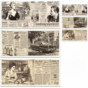 3 Sheets/Set Rub on Transfers Vintage Newspaper Furniture Transfer 12x6 Inch Rub on Decals Sticker Self-Adhesive Decorative Smooth Waterproof Decals for Glass Porcelain Dressers Home Decor