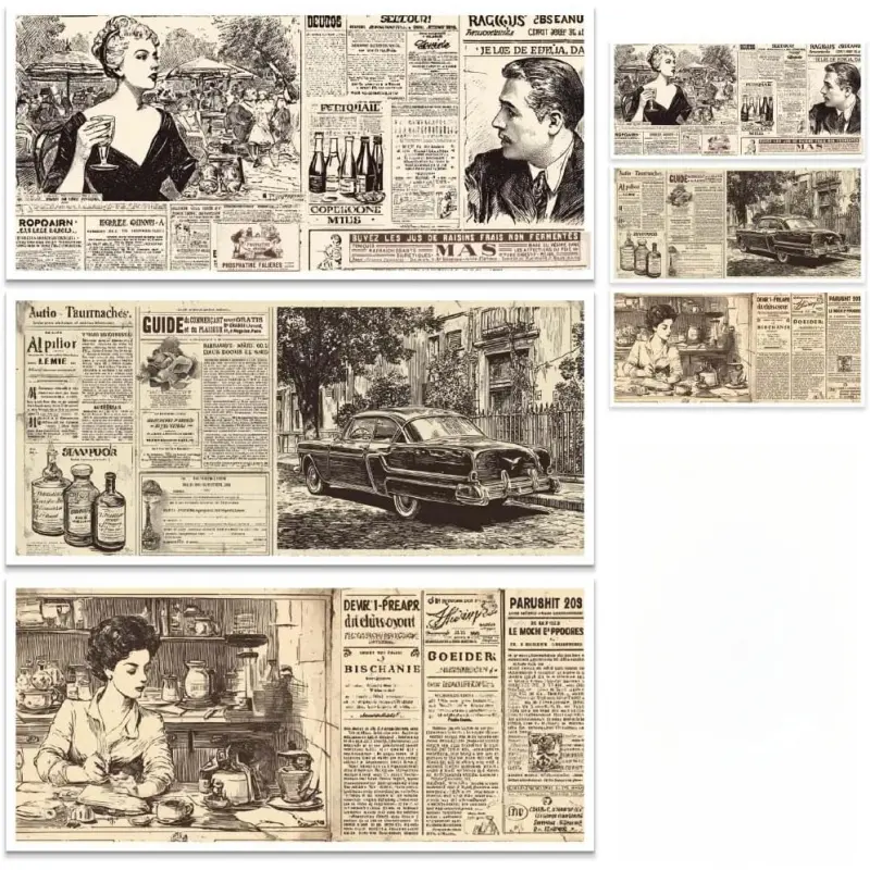 3 Sheets/Set Rub on Transfers Vintage Newspaper Furniture Transfer 12x6 Inch Rub on Decals Sticker Self-Adhesive Decorative Smooth Waterproof Decals for Glass Porcelain Dressers Home Decor