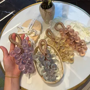 Handmade Crystal Grape - Shaped Natural Aesthetic Soap, Four Colors & Four Scents (Purple Grape/Pink Papaya/Yellow Lemon/Blue Mint), Long - Lasting Fragrance, Exquisite Gift Box, Suitable for Bath & Hand Washing, 180g, Ideal for Gifting, Personal Use