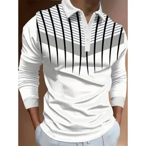 Men's digital printed long sleeved button up shirt Casual Collared Menswear