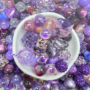 Dark Purple Mixed 16mm Acrylic/Resin/Glaze/Heavy-Crafted Mix Beads For Pen Key/Bag Charm Car Hanger for DIY Craft Projects and Jewelry Making