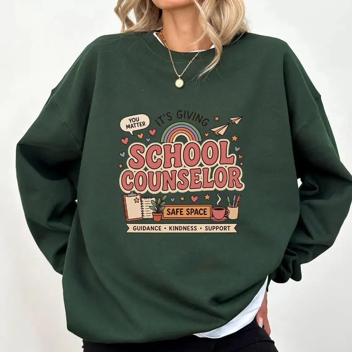 It's Giving School Counselor Sweatshirt, Funny School Counselor Crewneck, New Counselor Gift, Back to School Pullover