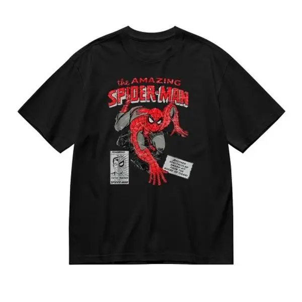Marvel Spider-Man T Shirt Cotton Lightweight Crewneck Shortsleeve Streetwear Superhero Graphic Tee Everyday