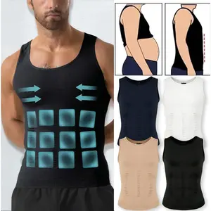 Mens Compression Shirt, Tummy Control Vest, Seamless Menswear Body Shaper, Breathable Lightweight Stretchy Comfortable Activewear Workout Tank Tops Smooth Undershirt Soft Suits,Shapewear