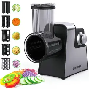 VEVOR Electric Cheese Grater Salad Maker, 250W Salad Shooter, Electric Vegetable Slicer Shredder Chopper for Fruits with 5 Attachments, Stainless Steel Food Cutter for Vegetables, and Cheeses