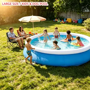 Inflatable Kiddie Pool, 4 Sizes:  Large Butterfly Coil Mesh Swimming Pool, Durable Outdoor Pool for Kids, Dogs & Backyard Play