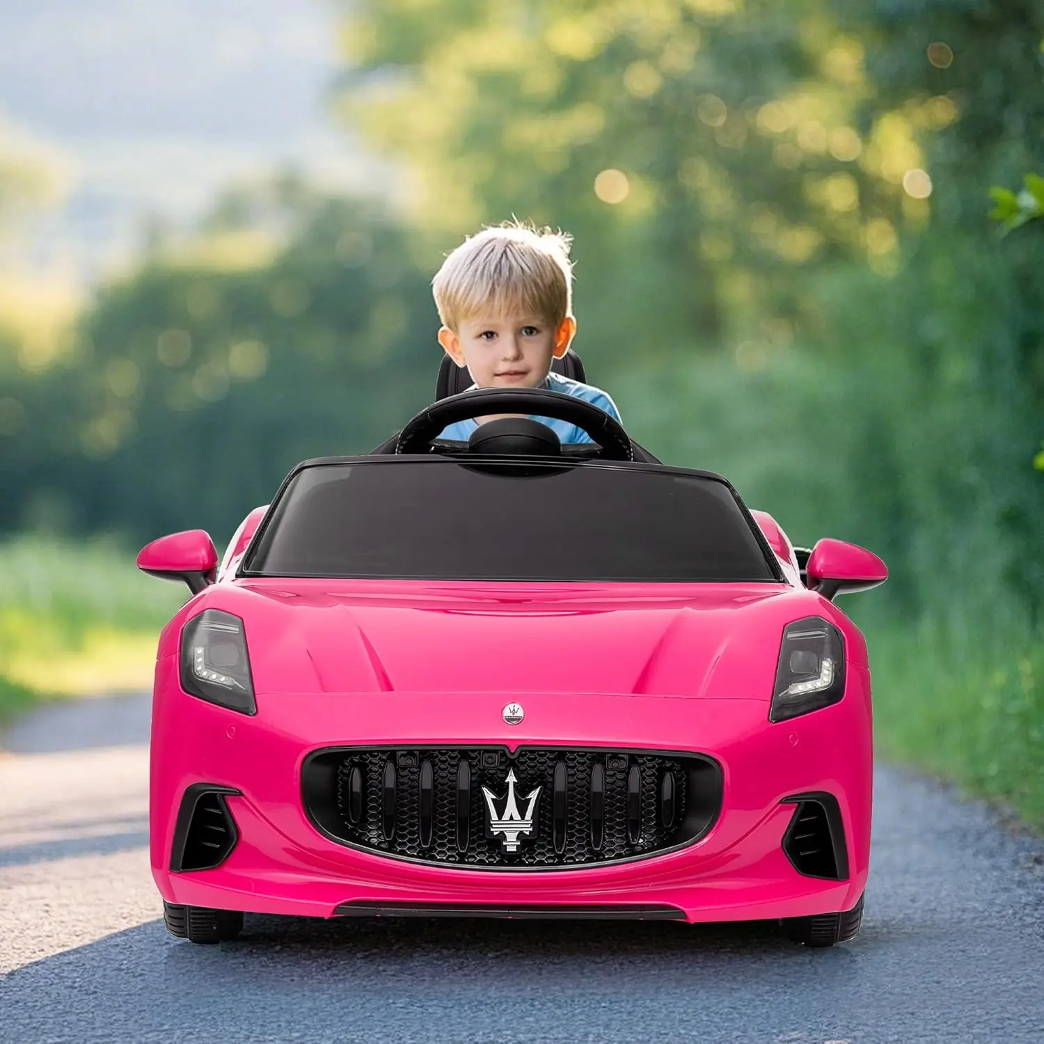 GARVEE Licensed Maserati GranCabrio 12V Luxury PP-Iron Frame Kids' Ride-On Car, 4-Wheel Electric Toy Vehicle for Ages 12+, Dual Modes, Remote Control, Spring Suspension, Bright Lights, Seatbelt, Door Locks, 77 lbs Capacity, Pink
