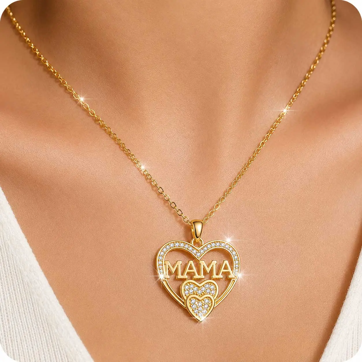 Mama Necklace for Women, Dainty Mom Pendant Necklace, Non Tarnish Small Letter Necklace, Mother Daughter Jewelry, Mother’s Day Birthday Gift for Mom, Wife, New Mom, Everyday Jewelry Accessories