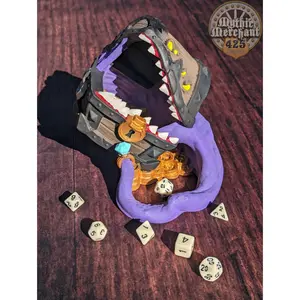 Mimic Treasure Chest 3D Printed Dice Tower - Mythic Mugs Collection by Ars Moriendi 3D| Dice Tray | D20 Dice Vault - Unleash the Mimic Magic