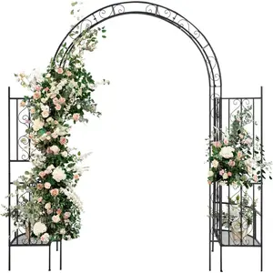 Ubesgoo 7FT Garden Arch Arbor with Plant Stand, Heavy Duty Metal Arbour Archway, Decorative Frame Stand Trellis for Wedding Ceremony Party Plant Climbing Rose Vines Lawn