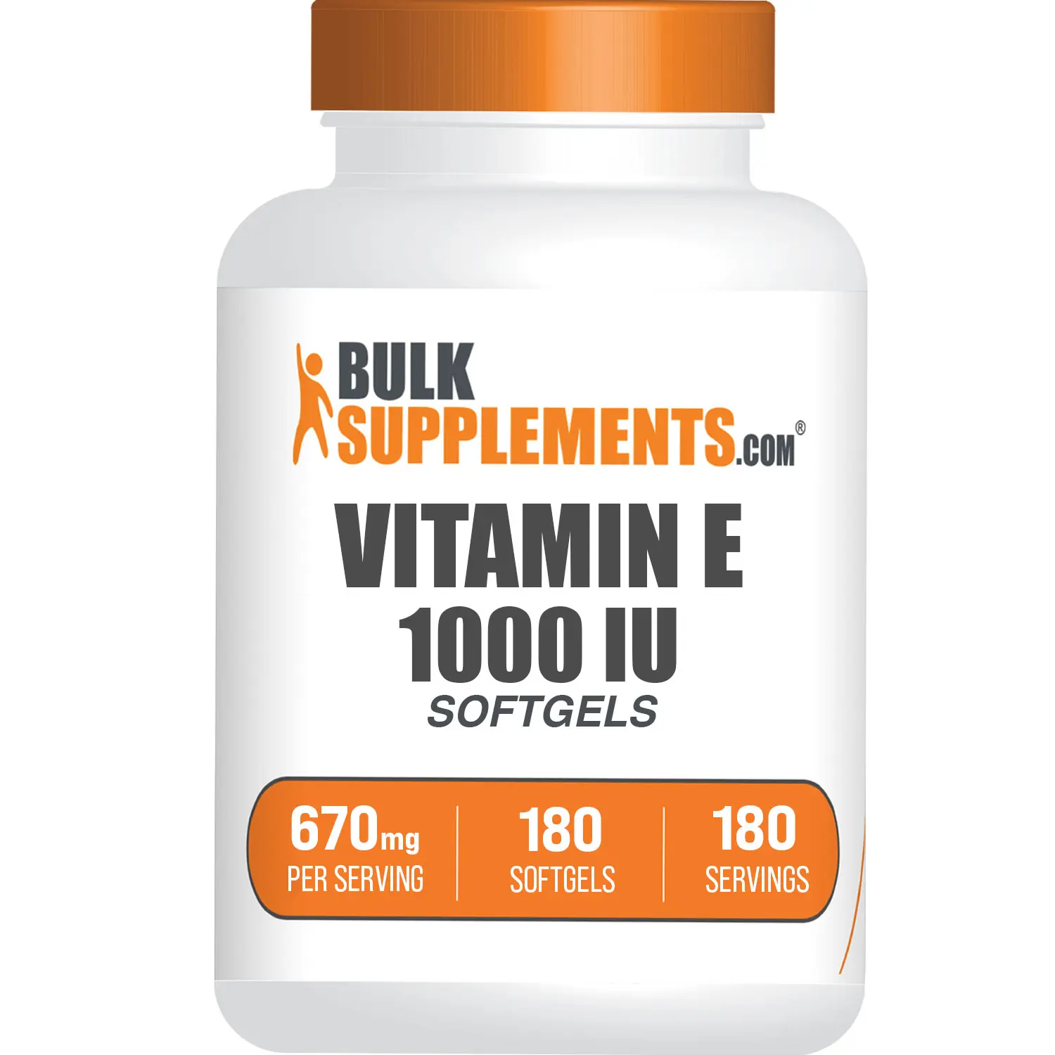 BulkSupplements Vitamin E 1000IU Softgels - 180ct, 670mg per Serving - Dietary Daily Natural Supplements for Immune Support, Eye Health, Hair Growth, Hair Growth Supplements, Daily Vitamins