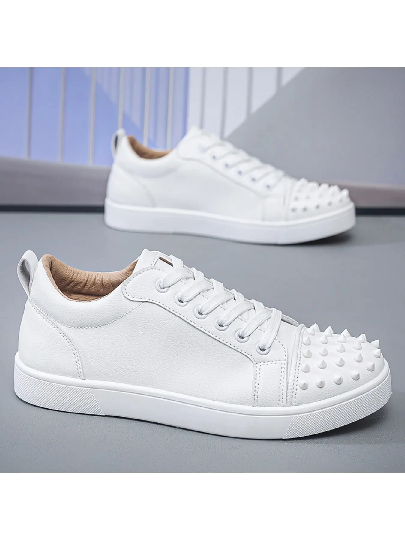 Men's Fashion Rivet Sneakers, Trainer, Unique Style Casual Shoes for Daily Wear, Sports & Leisure Footwear, Comfortable Board Shoes