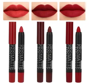 evpct 3Pcs Dark Red Lip Liner Pencil Set, Deep Ruby Red Matte Lipstick Long Lasting for Women, Lipstick and Lip Liner Crayon Set, Lipliner Pencil, Magic Lipsticks 24 Hours Original 10&11&18