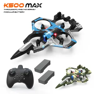 K500 MAX RC Plane Fighter 2.4G Remote Control Stunt Glider 360 ° Rolling Flight Flying EPP Foam Airplane with LED Toys for Kids