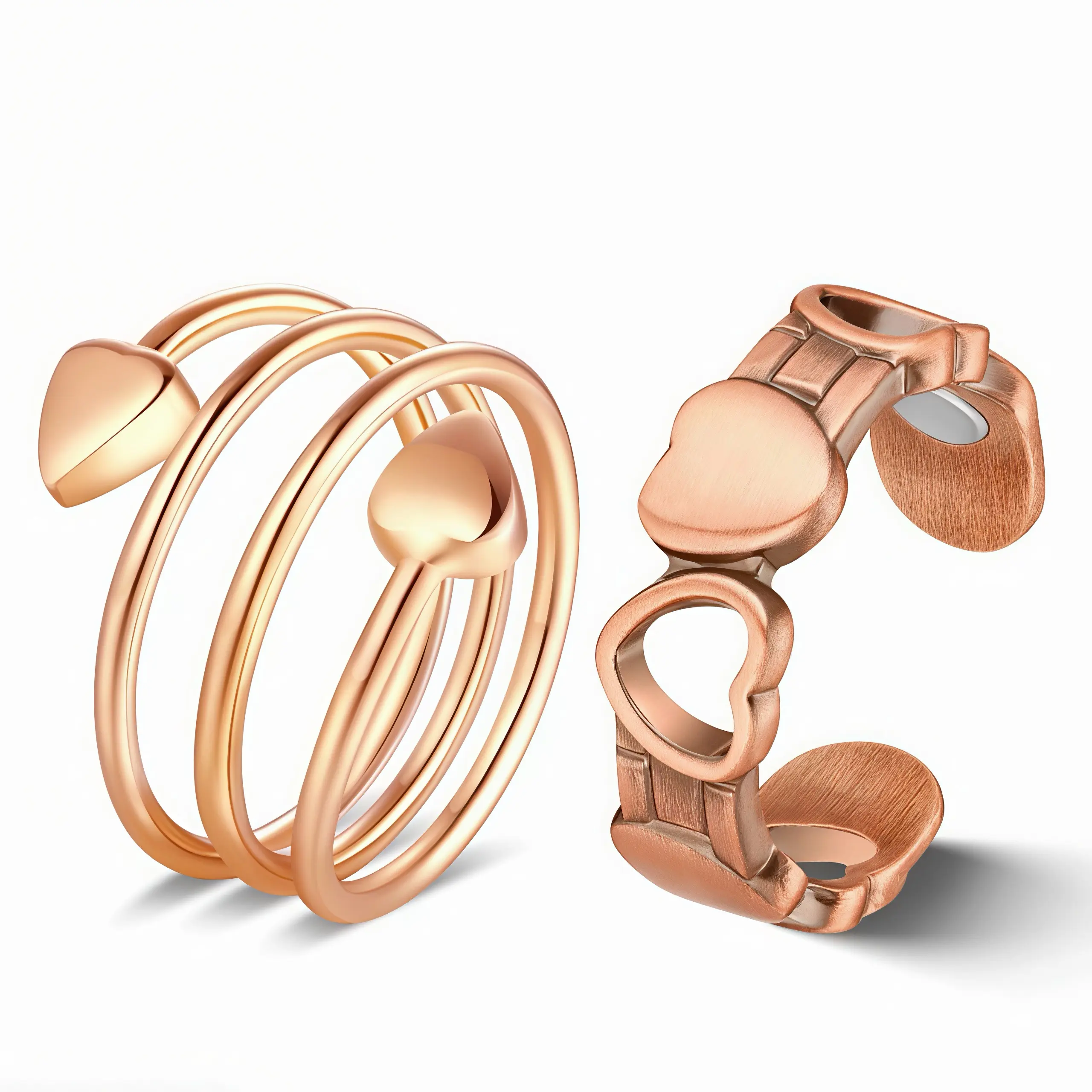 LittleAura B 2pcs Copper Ring for Women,99.99% Pure Copper Magnetic Rings,Gifts for Women Handmade Jewelry Trendy Jewellery Accessories
