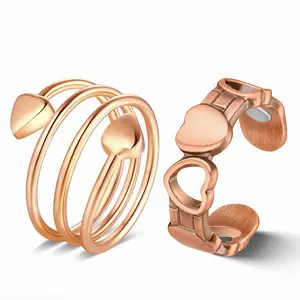 LittleAura B 2pcs Copper Ring for Women,99.99% Pure Copper Magnetic Rings,Gifts for Women Handmade Jewelry Trendy Jewellery Accessories