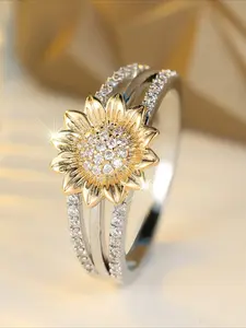 Sunflower Full Diamond Sparkling Ring, Fashionable Versatile Women's Jewelry, Perfect Gift for Valentine's Day/christmas