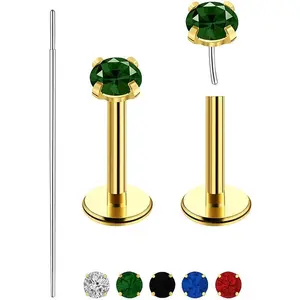 Gold Nose Ring Stud, 20g Cartilage Earrings Tragus Piercing Jewelry, 14k Titanium Nose Ring Threadless Medusa Clip on Earrings, Flat Back Medusa earrings for Women/men