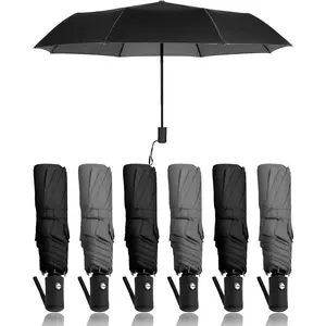 6 Pack Umbrella Bulk Windproof Travel Umbrellas for Rain Automatic Open and Close Umbrella Collapsible Folding Rain Umbrella Backpack Portable Umbrella for Men Women