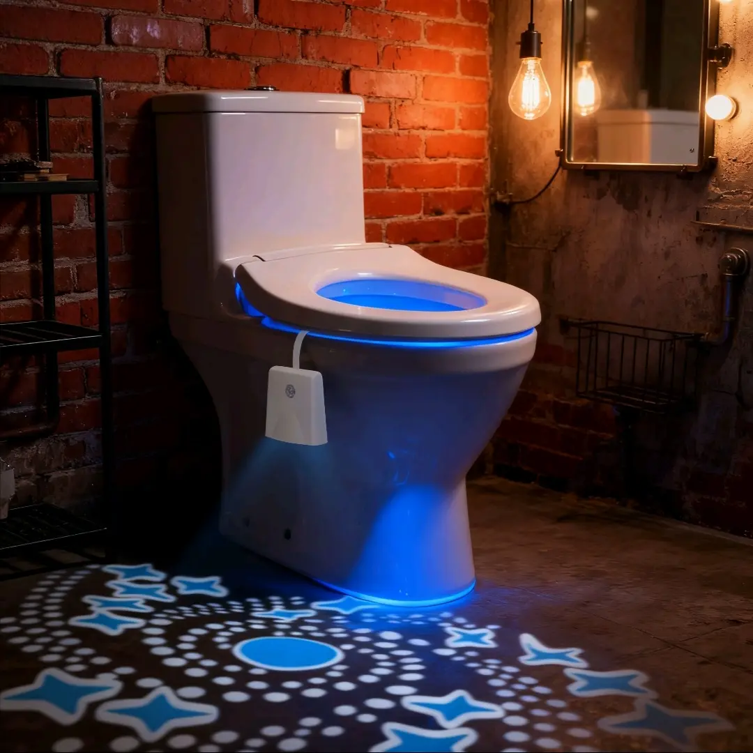 Motion Sensor Toilet Projection Light, LED Toilet Bowl Night Light with Color Changing Glow, USB Rechargeable Bathroom Light, No More Bright Lights at Night