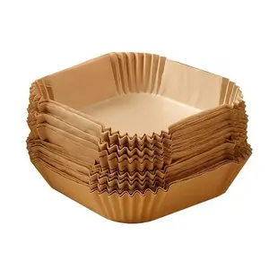 Air Fryer Paper Liners, 100Pcs Parchment Paper, Air Fryer Liners Disposable for Microwave, Non-Stick Air Fryer Liner Square Free of Bleach (6.3IN)